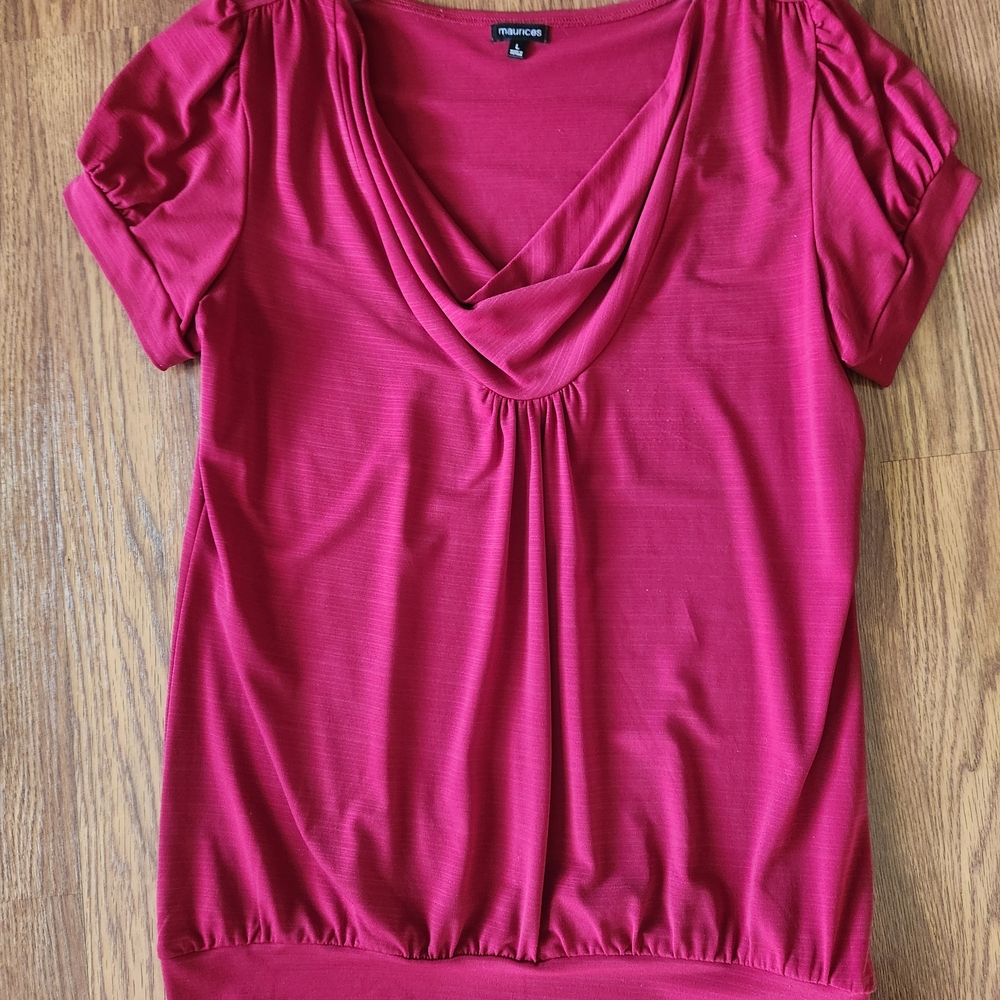 Maurices Women's Red Puffed Sleeve Top